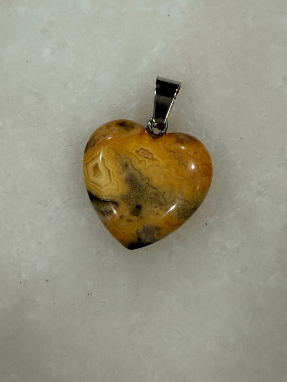 Heart-Shaped Bumblebee Jasper Pendant